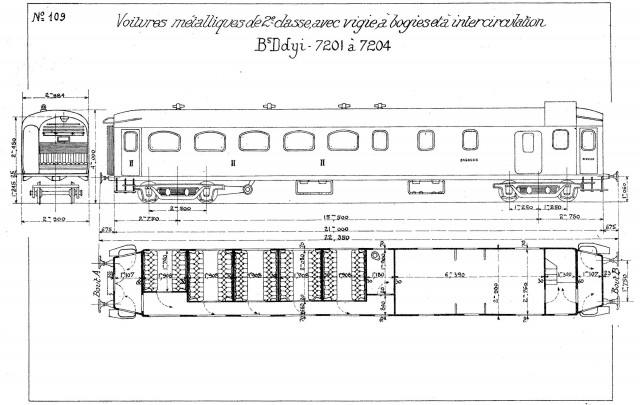 4 voitures B5Ddyi 7201 à 7204 - Grande vigie autour de la toiture et petite porte du fourgon