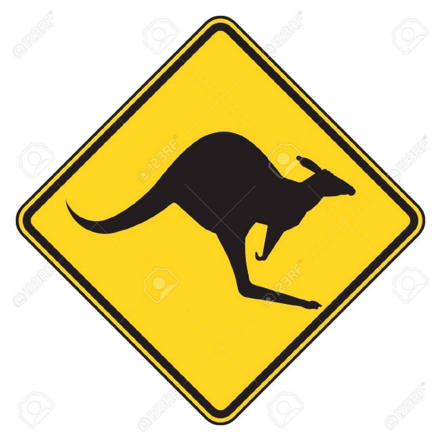 Si la cocarde est ainsi, vous êtes en Australie... Et quand kangourou fâché, lui toujours faire ainsi...