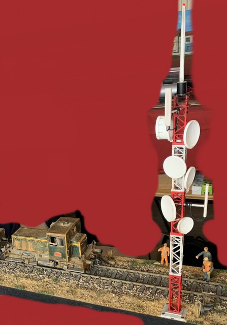 Dominique Bauve, train de travaux et pylone