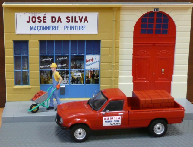 Diorama entreprise de maçonnerie et 504 Pick-up DANGEL.