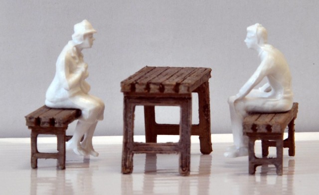 Toujours en 3 D par Smitty pour Ludovic, ces bancs et cette tables de bois. En hyper gros plan !
