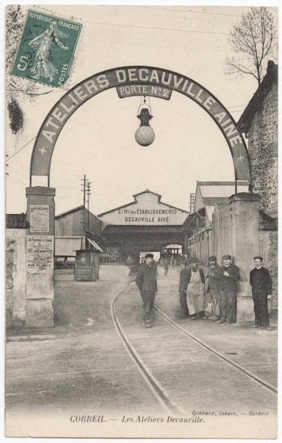 CORBEIL-ESSONNES. - Les ateliers Decauville, Quenard, 1908, 5 mots, 5 c, ad. - 2FI52 327 - Lot 1 - Média 1 - Archives départementales de l’Essonne.jpg